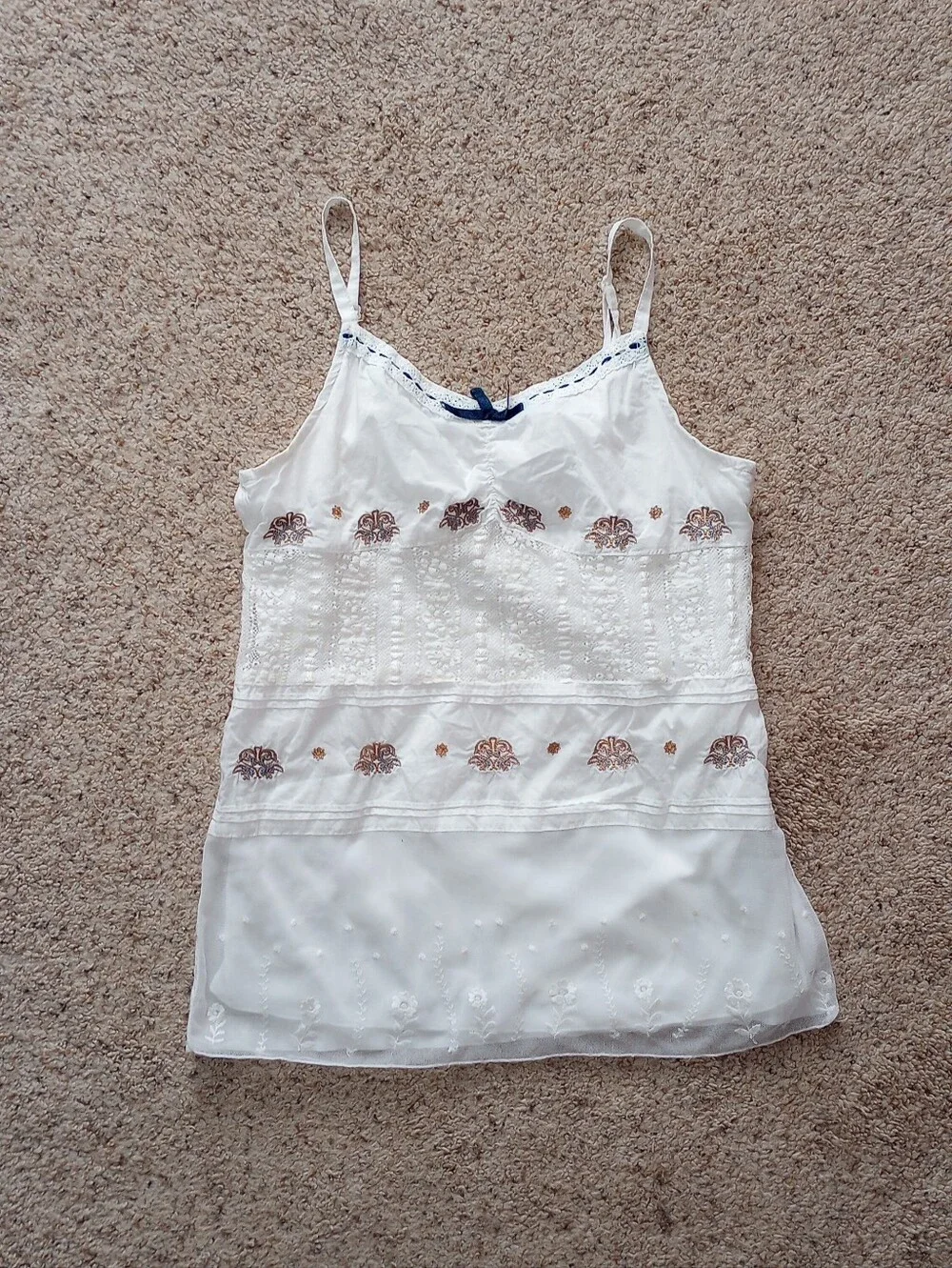 Y2K Mary-Kate And Ashley White Tank Top Bohemian Summer Hippie Boho